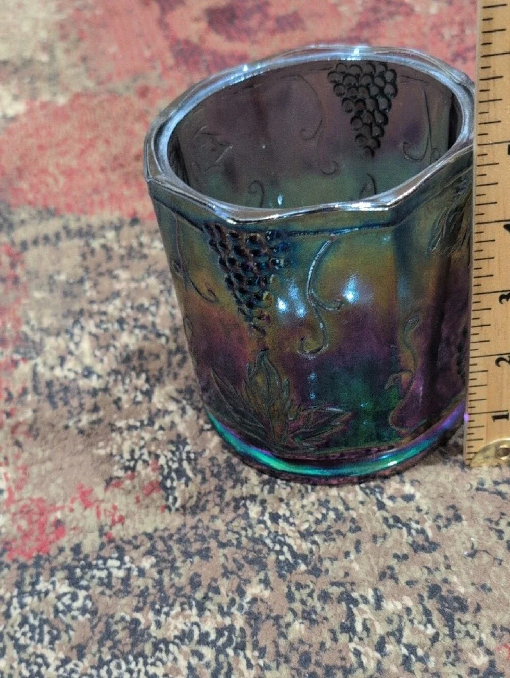 Iridescent Grape Motif Glass Vase - Multicolor